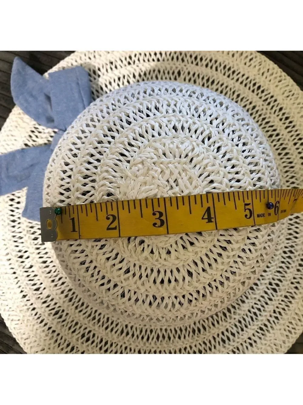 Off White Woven Wide Brim Kids Summer Hat OS